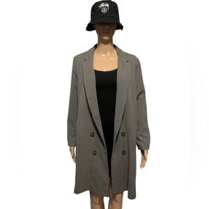 Grey Double-breasted Longline Coat